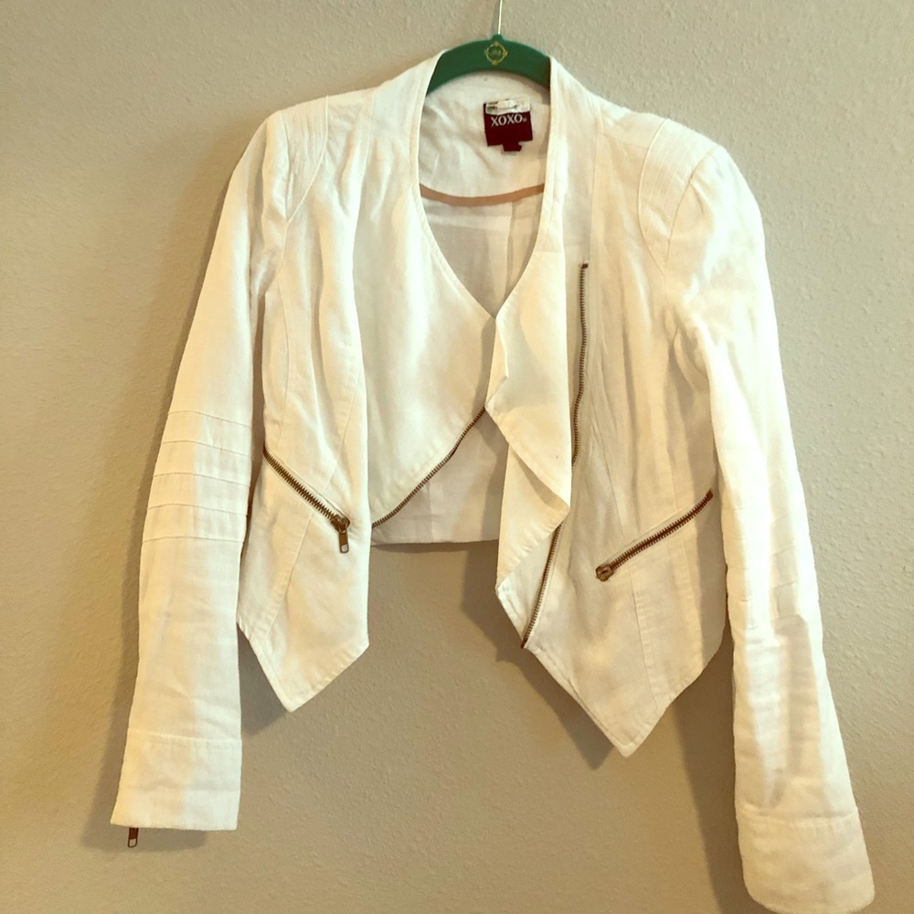 Structured linen moto jacket